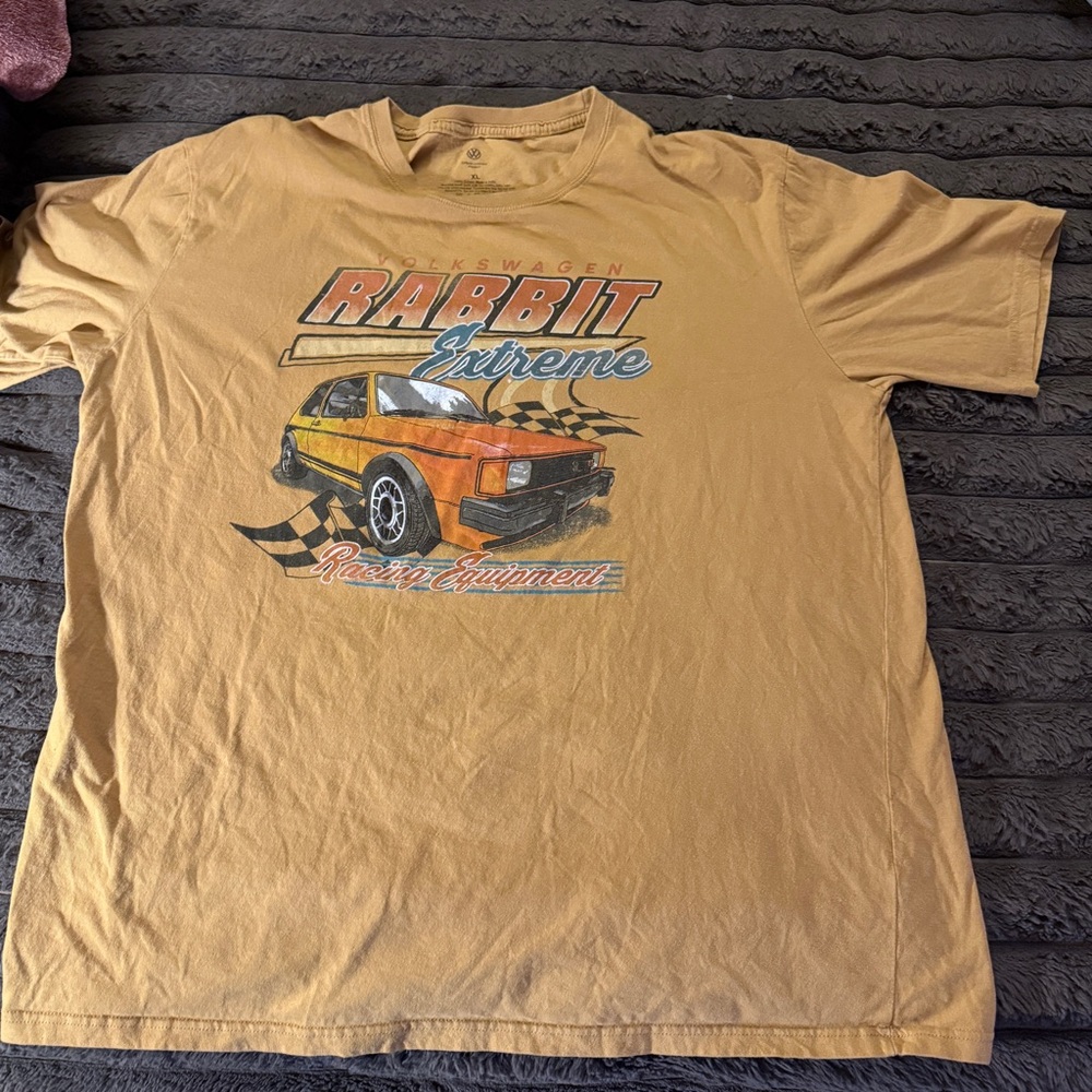 Volkswagen Rabbit Extreme Racing Graphic T Shirt Mens XL Mustard Yellow MK1 VW